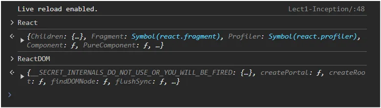 React and ReactDOM in Console